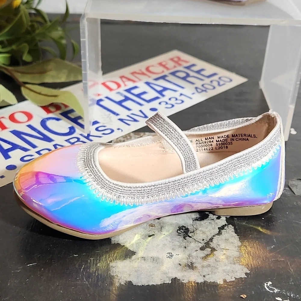 PLACE Metallic Shiny Ballerina Flats Elastic Strap 4